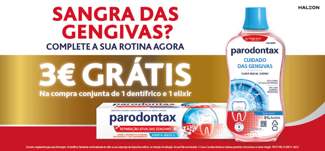 Parodontax: Compre 1 Dentífrico e 1 Elixir em Conjunto, Obtenha 3€ Desconto